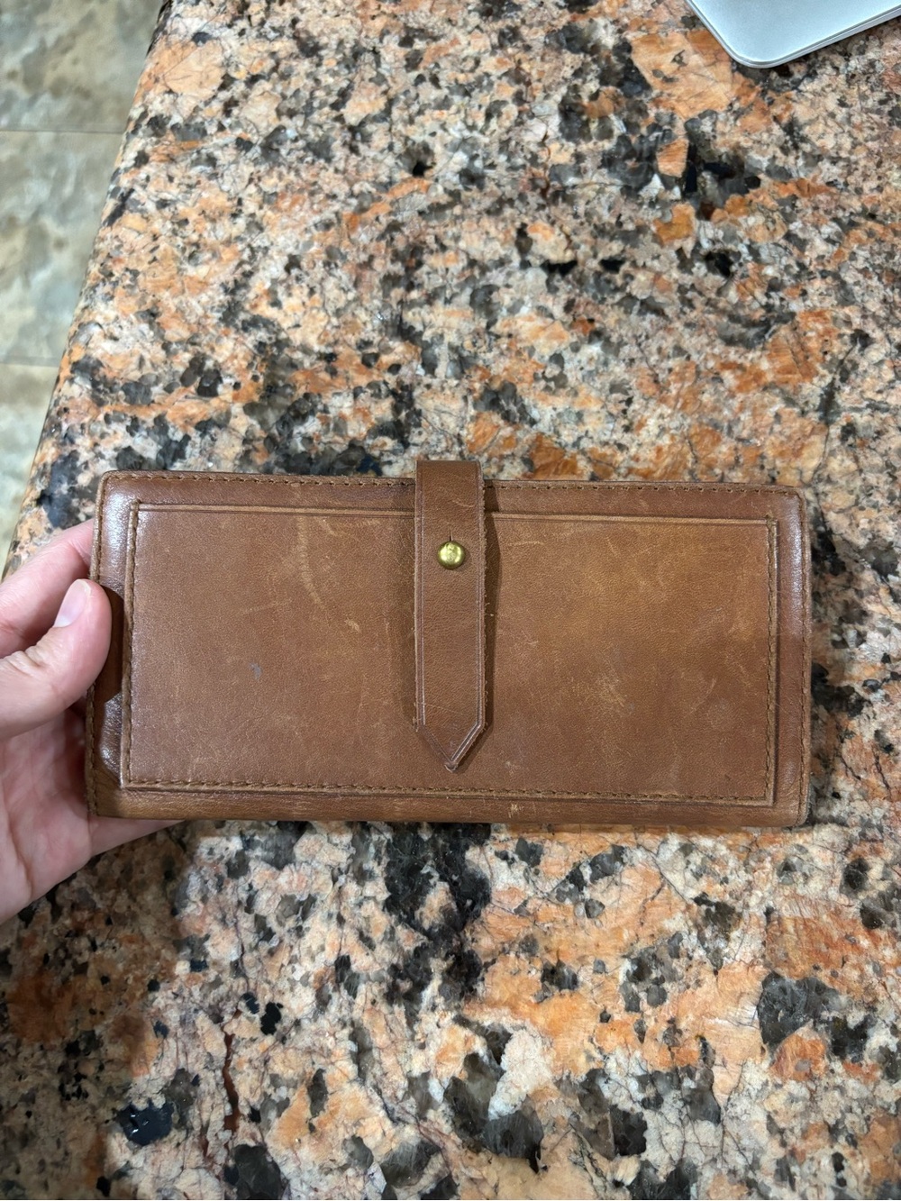 Like New Madewell Brown Leather Long Wallet with Snap Closure